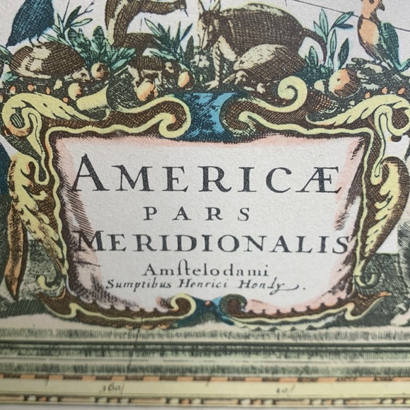 Vintage framed 19th century reproduction South America Map by Henrici Hondy 1629 - Picture 11 of 16